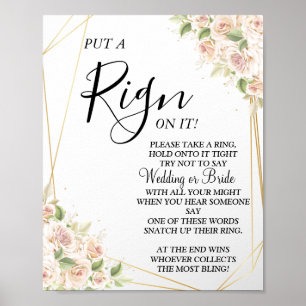 Floral Put a Ring vrijgezellenfeest game sign Poster