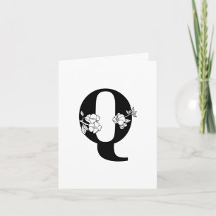 Floral Q Monogram op witte notitie Kaart
