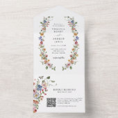 Floral QR code bruiloft alles in één uitnodiging (Binnen)
