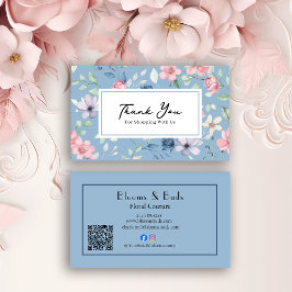 Floral QR Code Business Thank You Card Insert Visitekaartje