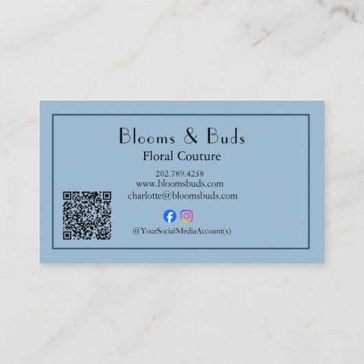Floral QR Code Business Thank You Card Insert Visitekaartje (Achterkant)