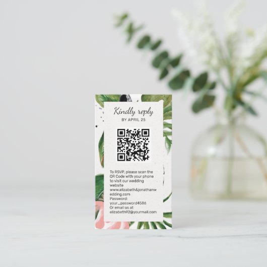 Floral QR Code foto online RSVP Enclosure Informatiekaartje (Staand voorkant)