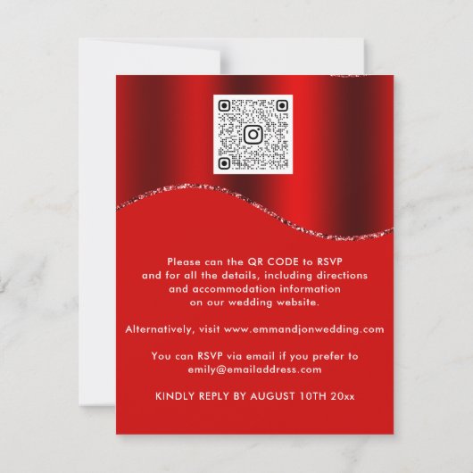 Floral QR-code Glitter Borders Rood wijn (Achterkant)