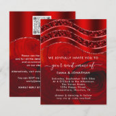 Floral QR-code Glitter Burgundy Red Roses (Voorkant / Achterkant)