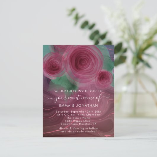 Floral QR Code Marsala Roos Burgundy (Staand voorkant)