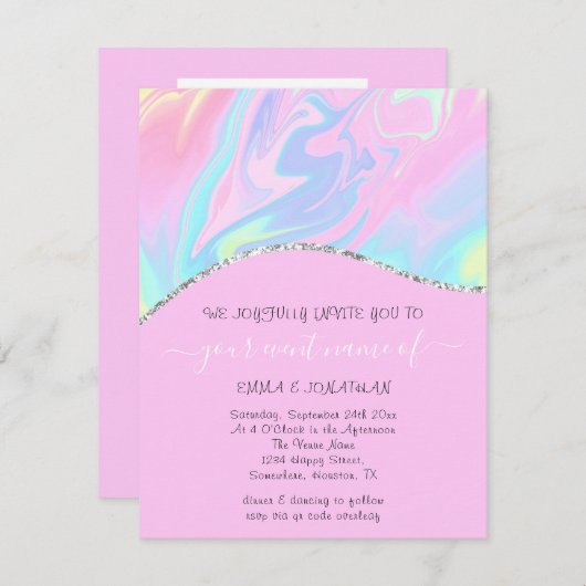 Floral QR-code Pinky Holografen (Voorkant / Achterkant)