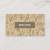 Floral QR Code Social Media Iconen Neutrals Chic Visitekaartje (Voorkant)