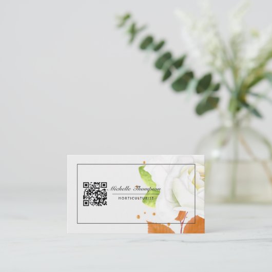 Floral QR Code Visitekaartje (Staand voorkant)