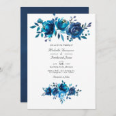 Floral QR Code Weddenschap marineserie en witte Wa Kaart (Voorkant / Achterkant)