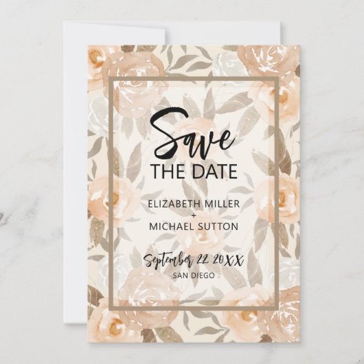 Floral QR-code Weddenschap Save the Date (Voorkant)