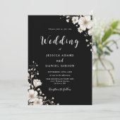 Floral QR Code Weddenschap zwart-wit Greenery Kaart (Staand voorkant)