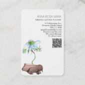 *~ Floral QR code Witte Anemoon Roos Goud Visitekaartje (Achterkant)