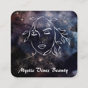 *~* Floral QR Cosmic Nebula Fantasy Goddess Square Vierkante Visitekaartje
