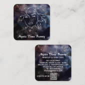 *~* Floral QR Cosmic Nebula Fantasy Goddess Square Vierkante Visitekaartje (Voorkant / Achterkant)