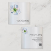 *~* Floral QR Rainbow White Anemone Flower Vierkante Visitekaartje (Voorkant / Achterkant)