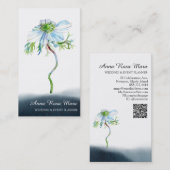 *~* Floral QR White Anemone Wedding Event Planner Visitekaartje (Voorkant / Achterkant)