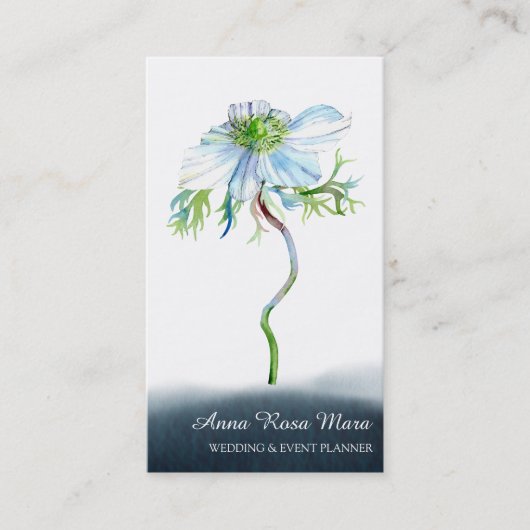 *~* Floral QR White Anemone Wedding Event Planner Visitekaartje (Voorkant)