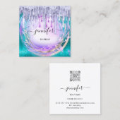 Floral QRCode Professional Shop Drivers Glitter Vierkante Visitekaartje (Voorkant / Achterkant)