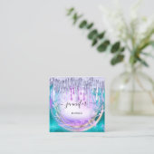 Floral QRCode Professional Shop Drivers Glitter Vierkante Visitekaartje (Staand voorkant)