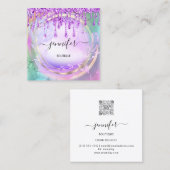 Floral QRCode Professional Shop Drivers Holograaf Vierkante Visitekaartje (Voorkant / Achterkant)