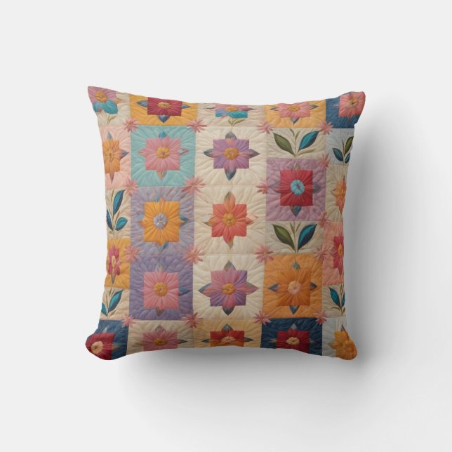 Floral quilt patroon kussen (Voorkant)