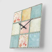 Floral Quilt Squares Vierkante Klok (Hoek)