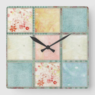 Floral Quilt Squares Vierkante Klok