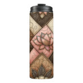 Floral Quilted Patchwork Pattern Design Thermosbeker (Voorkant)