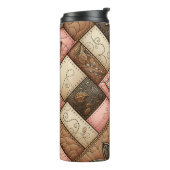 Floral Quilted Patchwork Pattern Design Thermosbeker (Gedraaid links)