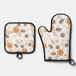 floral quilted potholder / materieelbeerder ovenwant & pannenlap set