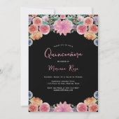 Floral Quinceanera Birthday Party Kaart (Voorkant)
