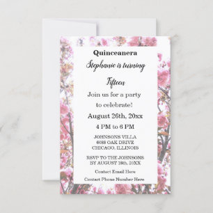 Floral Quinceanera Fiftiende verjaardag Cherry Roz Kaart