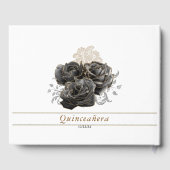 Floral Quinceañera Gastenboek Zwart en Goud (Achterkant)