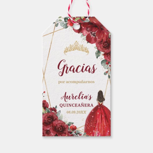 Floral Quinceanera Girl 15e verjaardag Cadeaulabel (Voorkant)
