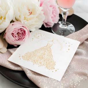 Floral Quinceañera Gown Glam Hemelse Maan Sterren Folie Servetten