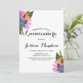 Floral Quinceañera Sweet 16 Kaart (Staand voorkant)