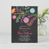 Floral Quinceanera Verjaardag Fiesta Mexicaans Kaart (Staand voorkant)
