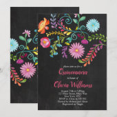 Floral Quinceanera Verjaardag Fiesta Mexicaans Kaart (Voorkant / Achterkant)