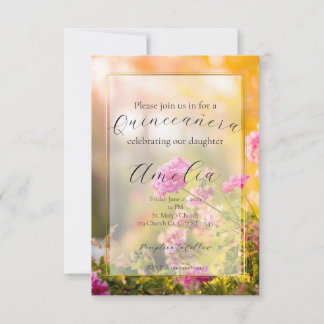 Floral Quinceañera/Wedding/Birthday Uitnodiging