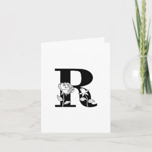 Floral R Monogram op witte noot Kaart