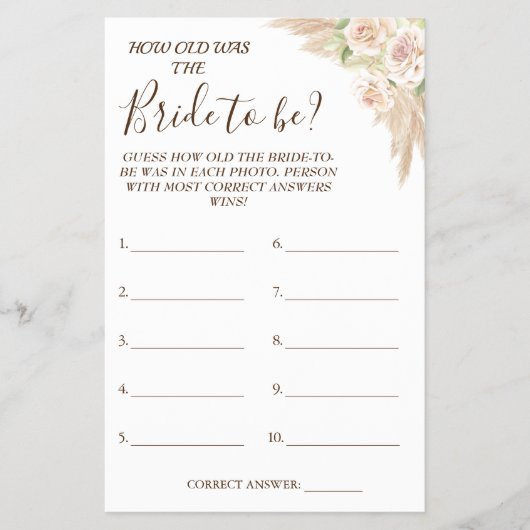 Floral Raad eens hoe oud ze was Flyer (Voorkant)