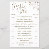 Floral Raad eens wie Vrijgezellenfeest spelkaart b Flyer (Voorkant)