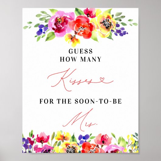 Floral raad hoeveel Vrijgezellenfeest Kisses heeft Poster (Voorkant)