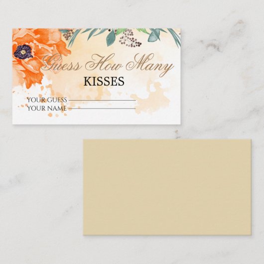 Floral raadt hoeveel kisses brudal game enclosur informatiekaartje (Voorkant / Achterkant)