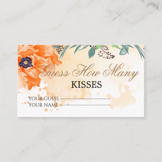Floral raadt hoeveel kisses brudal game enclosur informatiekaartje (Voorkant)
