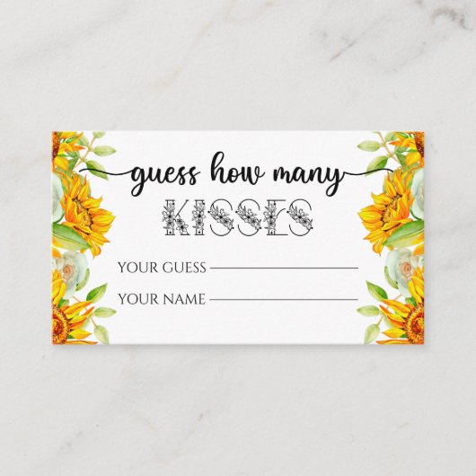 Floral raadt hoeveel kisses brudal game enclosur informatiekaartje (Voorkant)