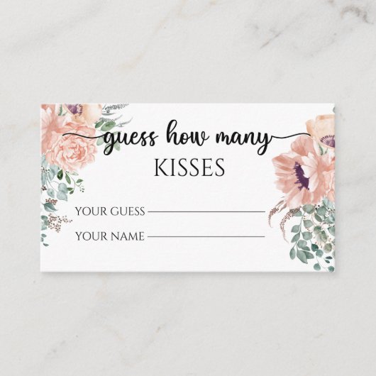 Floral raadt hoeveel kisses brudal game informatiekaartje (Voorkant)