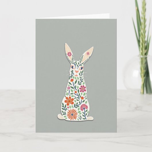 Floral Rabbit Art Card Kaart (Voorkant)