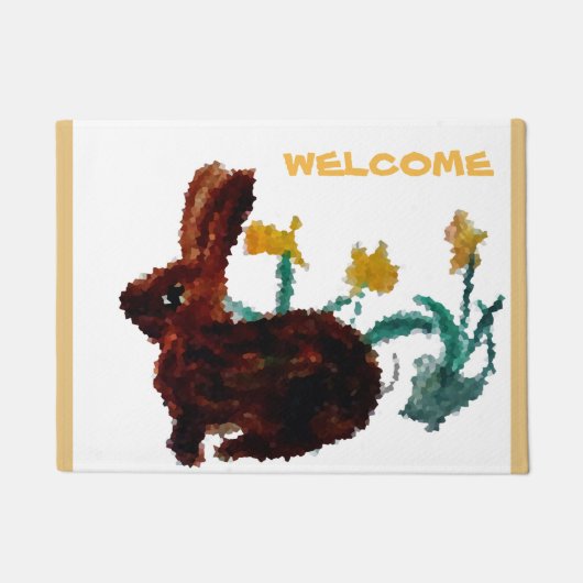 Floral Rabbit Art Welcome Deurmat (Voorkant)