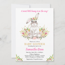 Floral Rabbit Baby shower Kaart